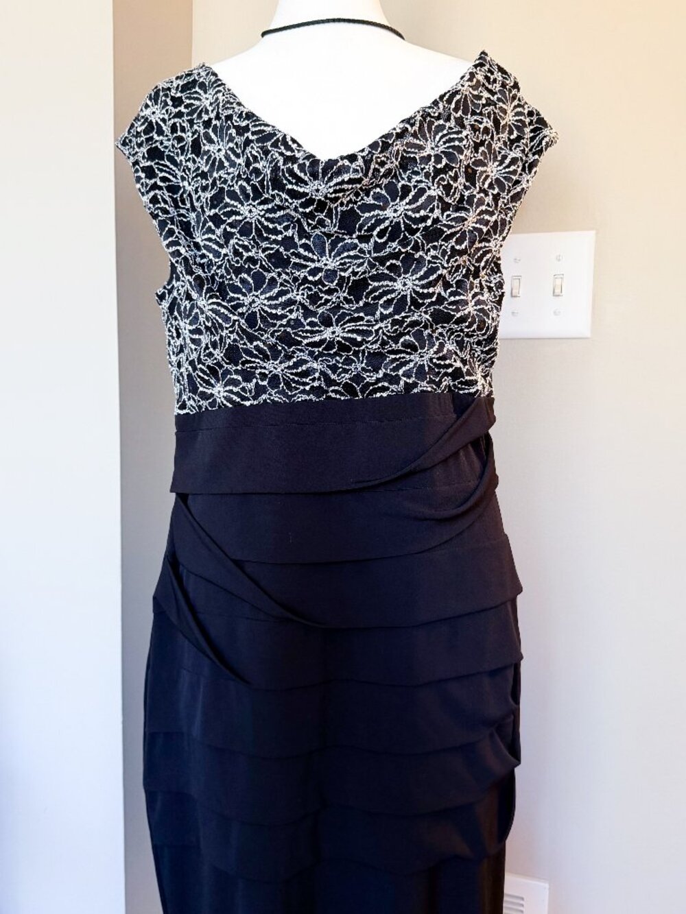 Connected Apparel Black Cowl Neck Cocktail Dress Size 12